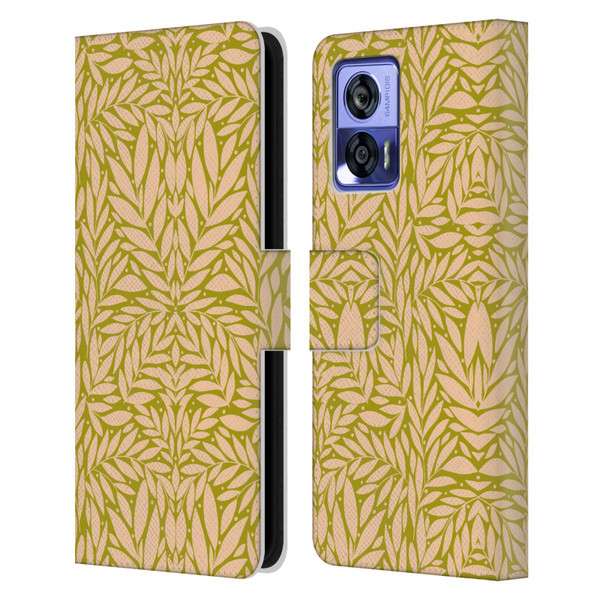 Gabriela Thomeu Floral Vintage Leaves Leather Book Wallet Case Cover For Motorola Edge 30 Neo 5G