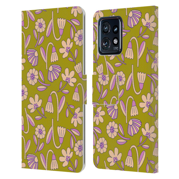 Gabriela Thomeu Floral Art Deco Leather Book Wallet Case Cover For Motorola Moto Edge 40 Pro
