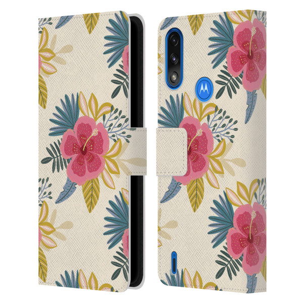 Gabriela Thomeu Floral Tropical Leather Book Wallet Case Cover For Motorola Moto E7 Power / Moto E7i Power