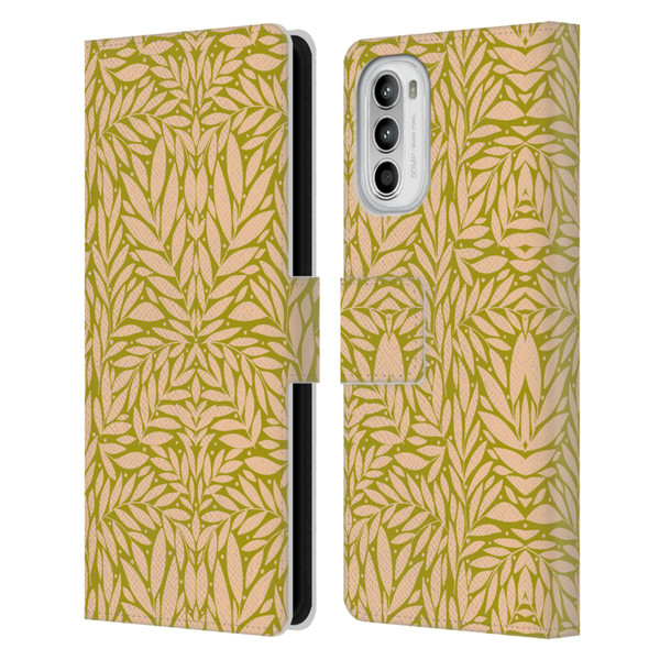 Gabriela Thomeu Floral Vintage Leaves Leather Book Wallet Case Cover For Motorola Moto G52