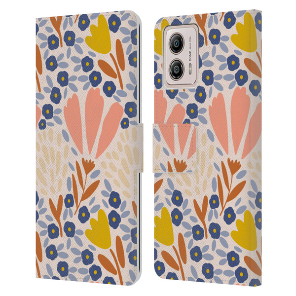 Gabriela Thomeu Floral Spring Flower Field Leather Book Wallet Case Cover For Motorola Moto G53 5G