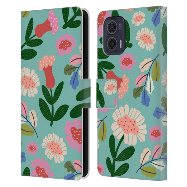 Gabriela Thomeu Floral Super Bloom Leather Book Wallet Case Cover For Motorola Moto G73 5G