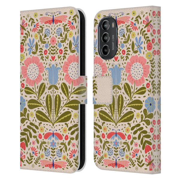 Gabriela Thomeu Floral Blooms & Butterflies Leather Book Wallet Case Cover For Motorola Moto G82 5G