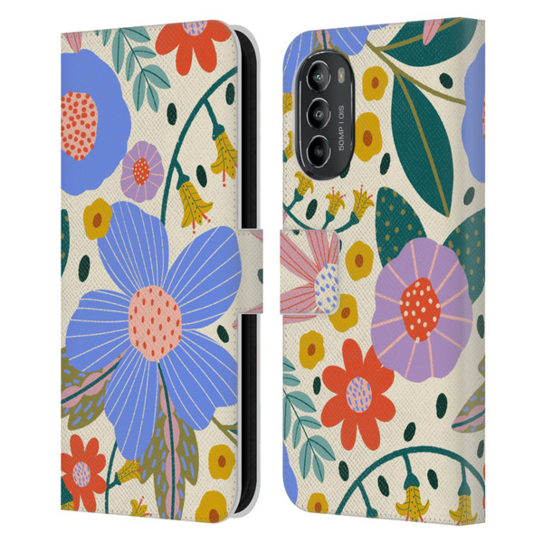 Gabriela Thomeu Floral Pure Joy - Colorful Floral Leather Book Wallet Case Cover For Motorola Moto G82 5G