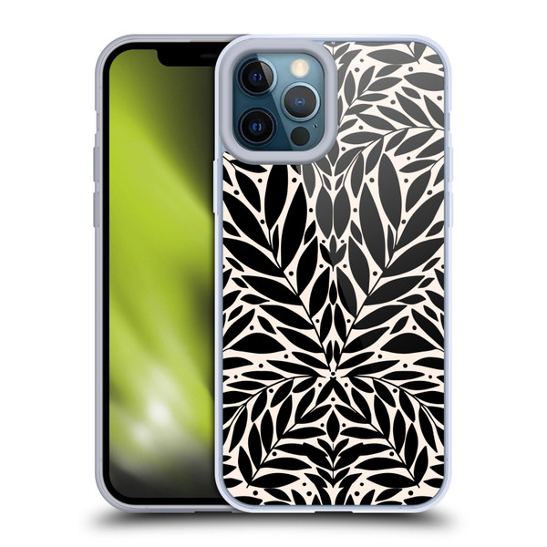 Gabriela Thomeu Floral Black And White Folk Leaves Soft Gel Case for Apple iPhone 12 Pro Max