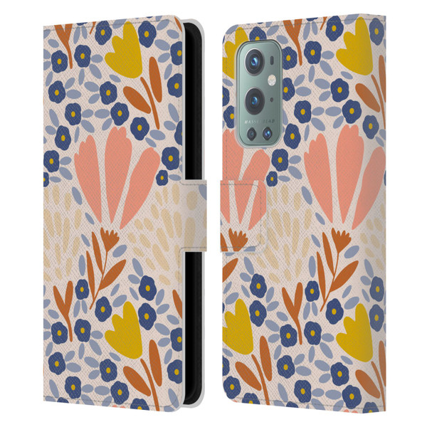 Gabriela Thomeu Floral Spring Flower Field Leather Book Wallet Case Cover For OnePlus 9