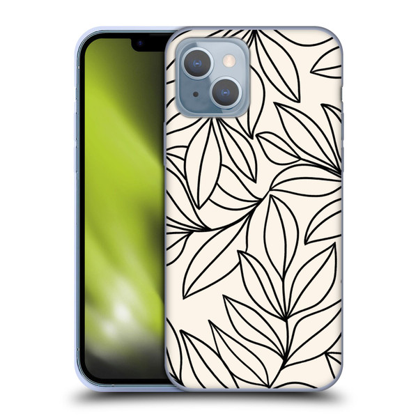 Gabriela Thomeu Floral Black And White Leaves Soft Gel Case for Apple iPhone 14