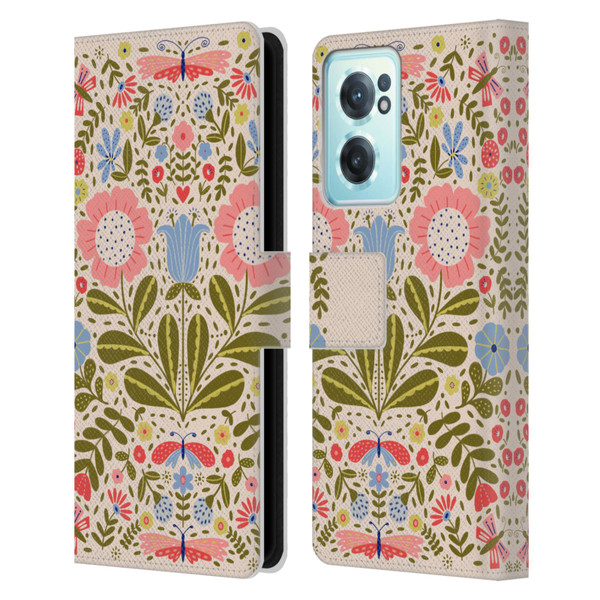 Gabriela Thomeu Floral Blooms & Butterflies Leather Book Wallet Case Cover For OnePlus Nord CE 2 5G