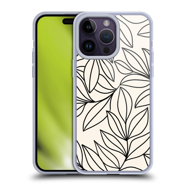 Gabriela Thomeu Floral Black And White Leaves Soft Gel Case for Apple iPhone 14 Pro Max