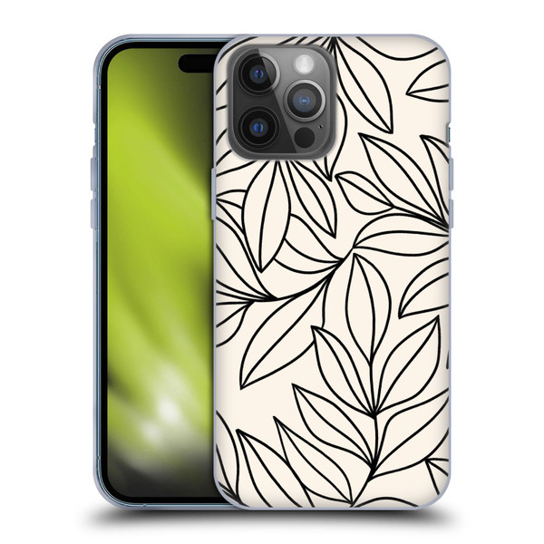 Gabriela Thomeu Floral Black And White Leaves Soft Gel Case for Apple iPhone 14 Pro Max