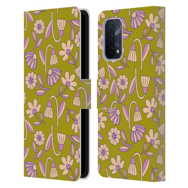 Gabriela Thomeu Floral Art Deco Leather Book Wallet Case Cover For OPPO A54 5G