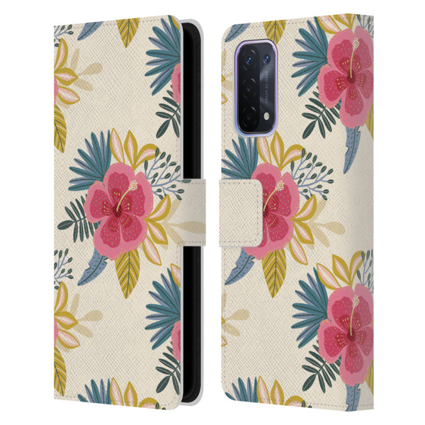 Gabriela Thomeu Floral Tropical Leather Book Wallet Case Cover For OPPO A54 5G