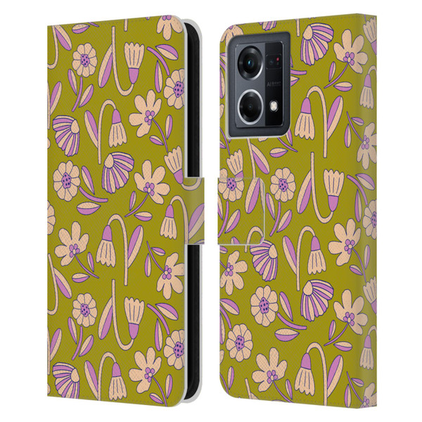 Gabriela Thomeu Floral Art Deco Leather Book Wallet Case Cover For OPPO Reno8 4G