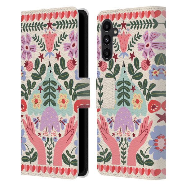 Gabriela Thomeu Floral Folk Flora Leather Book Wallet Case Cover For Samsung Galaxy A13 5G (2021)
