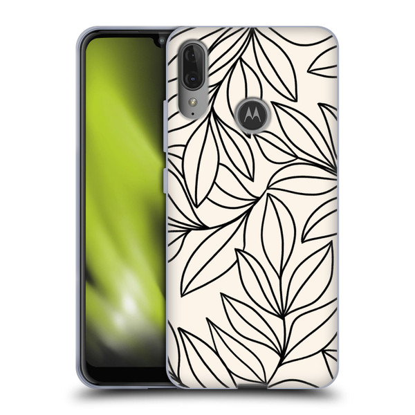 Gabriela Thomeu Floral Black And White Leaves Soft Gel Case for Motorola Moto E6 Plus