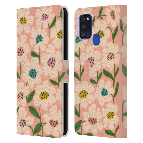 Gabriela Thomeu Floral Blossom Leather Book Wallet Case Cover For Samsung Galaxy A21s (2020)