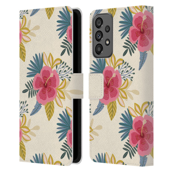 Gabriela Thomeu Floral Tropical Leather Book Wallet Case Cover For Samsung Galaxy A73 5G (2022)