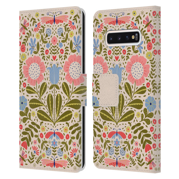 Gabriela Thomeu Floral Blooms & Butterflies Leather Book Wallet Case Cover For Samsung Galaxy S10