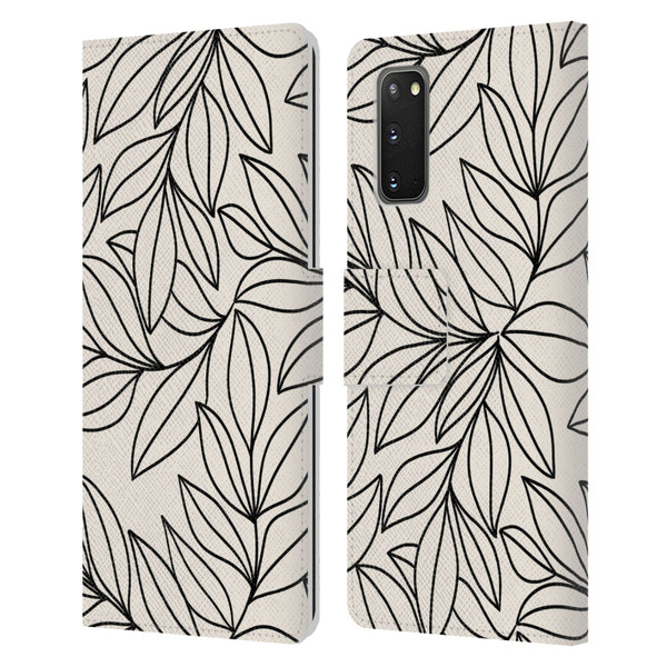 Gabriela Thomeu Floral Black And White Leaves Leather Book Wallet Case Cover For Samsung Galaxy S20 / S20 5G