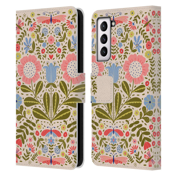Gabriela Thomeu Floral Blooms & Butterflies Leather Book Wallet Case Cover For Samsung Galaxy S21 5G
