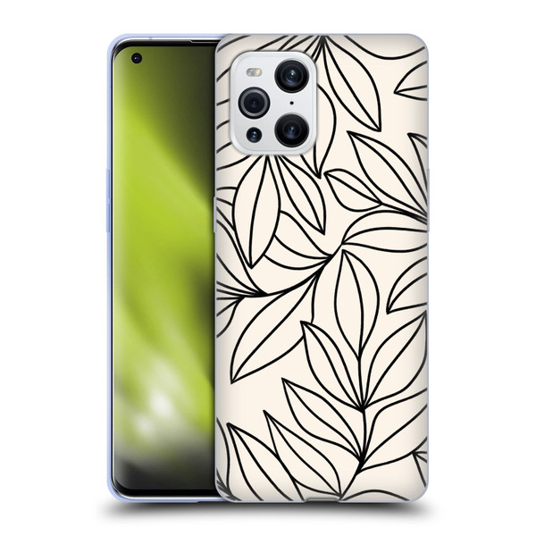 Gabriela Thomeu Floral Black And White Leaves Soft Gel Case for OPPO Find X3 / Pro