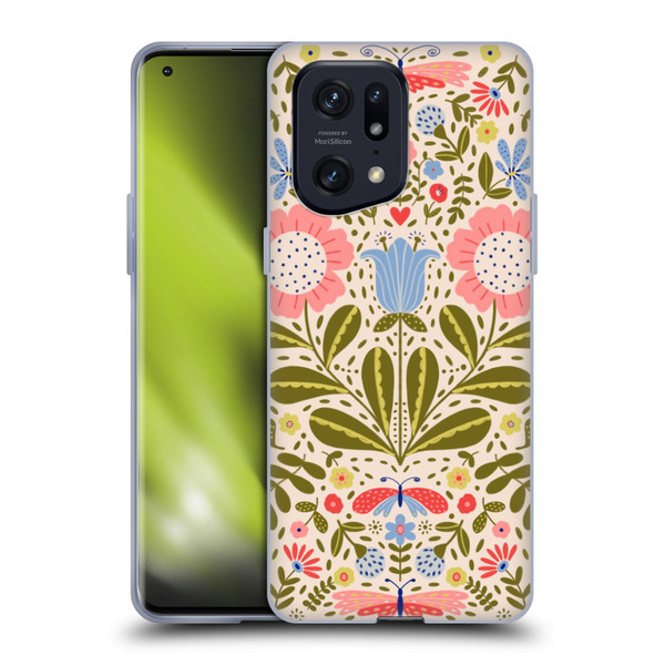 Gabriela Thomeu Floral Blooms & Butterflies Soft Gel Case for OPPO Find X5 Pro