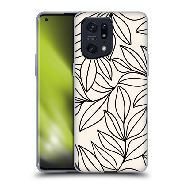 Gabriela Thomeu Floral Black And White Leaves Soft Gel Case for OPPO Find X5 Pro