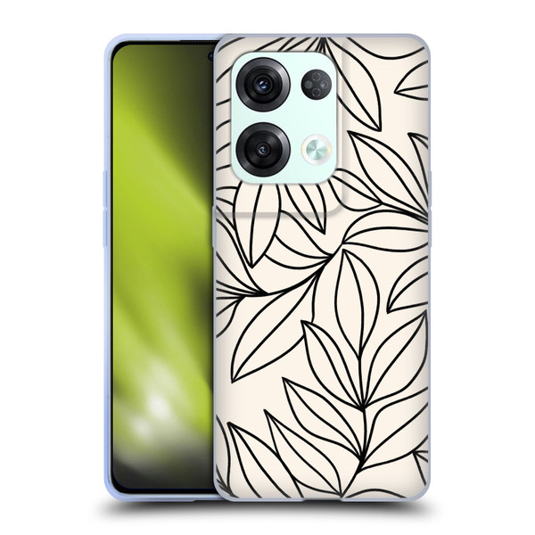 Gabriela Thomeu Floral Black And White Leaves Soft Gel Case for OPPO Reno8 Pro