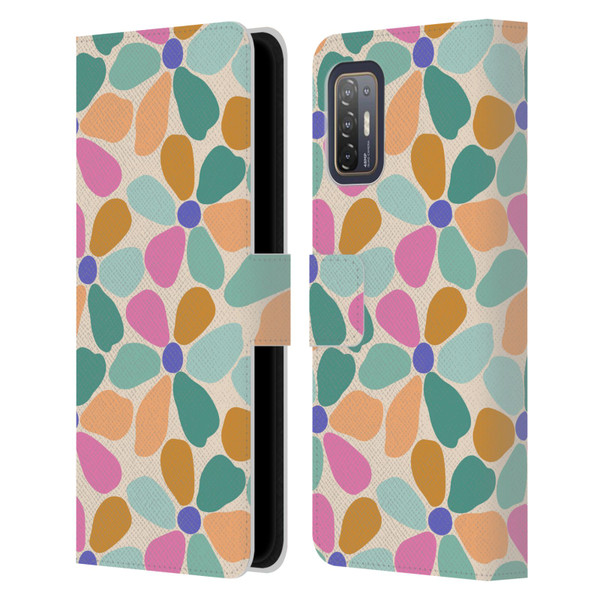 Gabriela Thomeu Retro Colorful Flowers Leather Book Wallet Case Cover For HTC Desire 21 Pro 5G