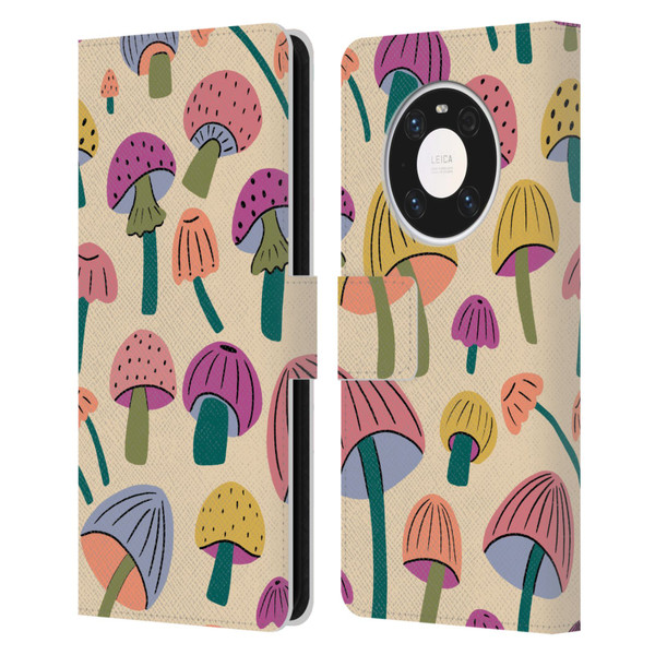 Gabriela Thomeu Retro Magic Mushroom Leather Book Wallet Case Cover For Huawei Mate 40 Pro 5G