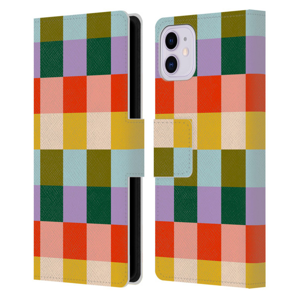 Gabriela Thomeu Retro Checkered Rainbow Vibe Leather Book Wallet Case Cover For Apple iPhone 11
