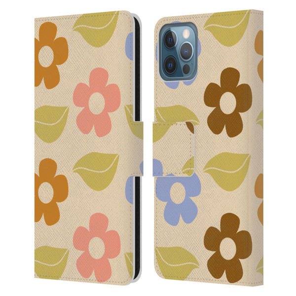 Gabriela Thomeu Retro Flower Vibe Vintage Pattern Leather Book Wallet Case Cover For Apple iPhone 12 / iPhone 12 Pro