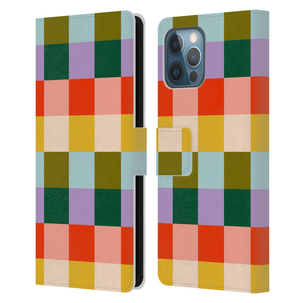 Gabriela Thomeu Retro Checkered Rainbow Vibe Leather Book Wallet Case Cover For Apple iPhone 12 Pro Max