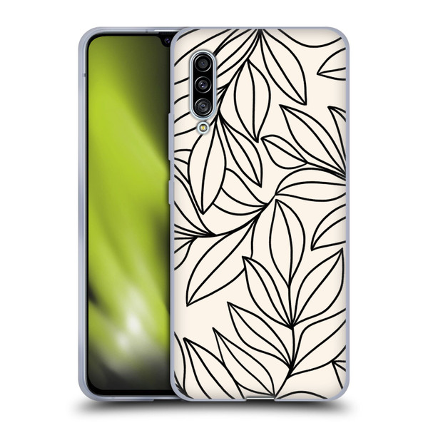 Gabriela Thomeu Floral Black And White Leaves Soft Gel Case for Samsung Galaxy A90 5G (2019)