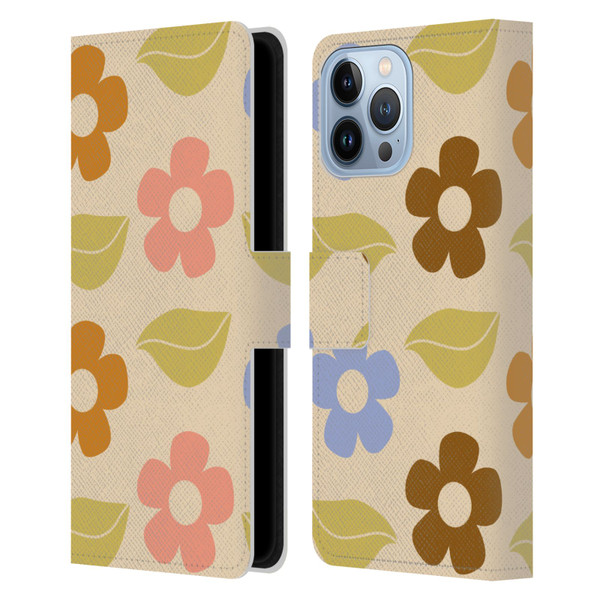 Gabriela Thomeu Retro Flower Vibe Vintage Pattern Leather Book Wallet Case Cover For Apple iPhone 13 Pro Max