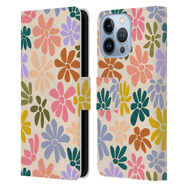 Gabriela Thomeu Retro Rainbow Color Floral Leather Book Wallet Case Cover For Apple iPhone 13 Pro