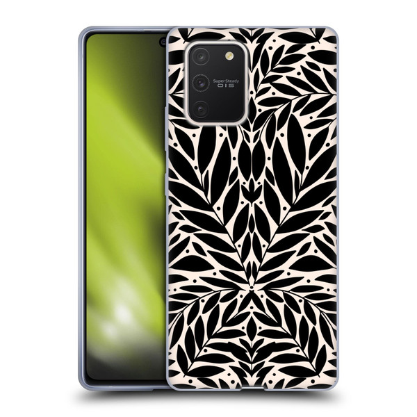 Gabriela Thomeu Floral Black And White Folk Leaves Soft Gel Case for Samsung Galaxy S10 Lite