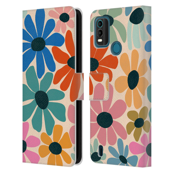 Gabriela Thomeu Retro Fun Floral Rainbow Color Leather Book Wallet Case Cover For Nokia G11 Plus