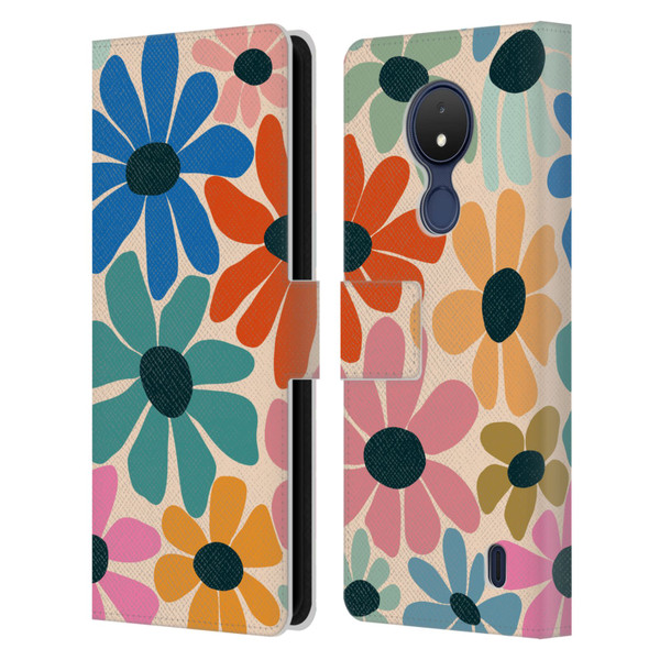 Gabriela Thomeu Retro Fun Floral Rainbow Color Leather Book Wallet Case Cover For Nokia C21