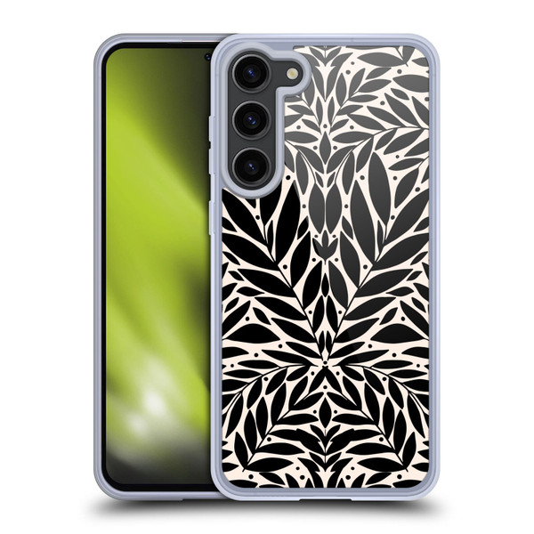 Gabriela Thomeu Floral Black And White Folk Leaves Soft Gel Case for Samsung Galaxy S23+ 5G