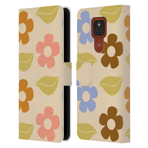 Gabriela Thomeu Retro Flower Vibe Vintage Pattern Leather Book Wallet Case Cover For Motorola Moto E7 Plus