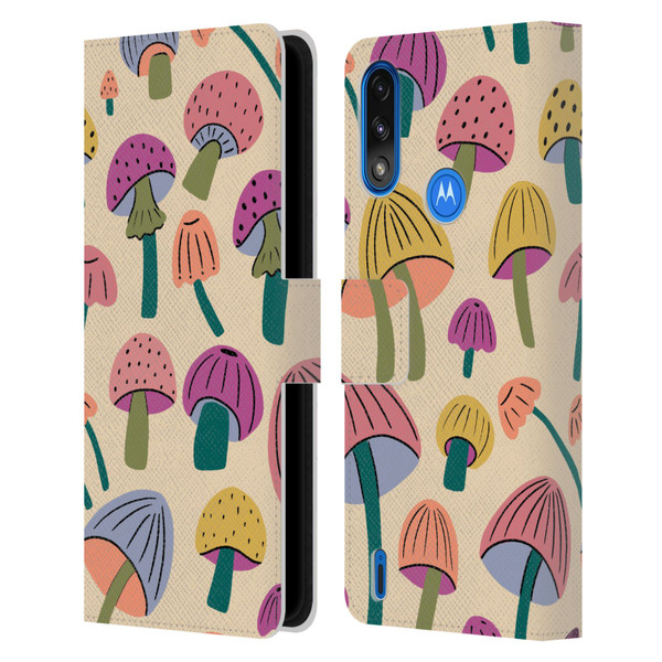 Gabriela Thomeu Retro Magic Mushroom Leather Book Wallet Case Cover For Motorola Moto E7 Power / Moto E7i Power