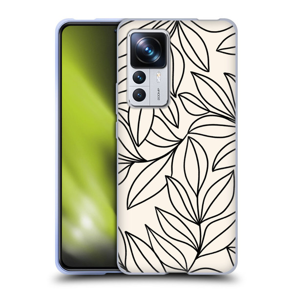 Gabriela Thomeu Floral Black And White Leaves Soft Gel Case for Xiaomi 12T Pro