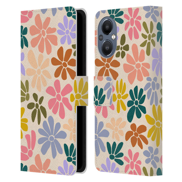 Gabriela Thomeu Retro Rainbow Color Floral Leather Book Wallet Case Cover For OnePlus Nord N20 5G