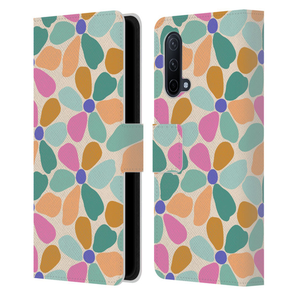 Gabriela Thomeu Retro Colorful Flowers Leather Book Wallet Case Cover For OnePlus Nord CE 5G