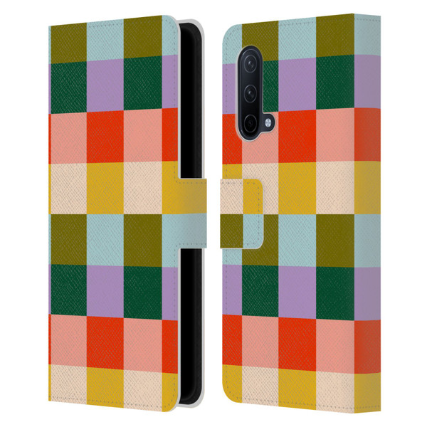 Gabriela Thomeu Retro Checkered Rainbow Vibe Leather Book Wallet Case Cover For OnePlus Nord CE 5G