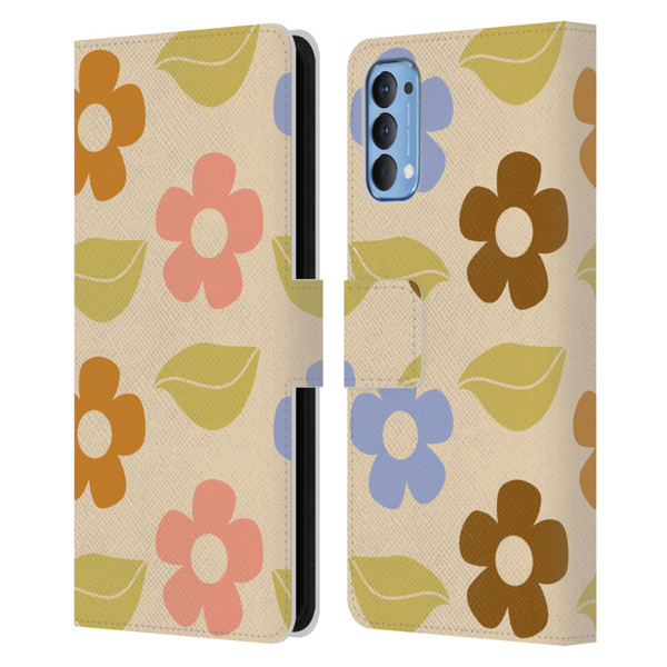 Gabriela Thomeu Retro Flower Vibe Vintage Pattern Leather Book Wallet Case Cover For OPPO Reno 4 5G
