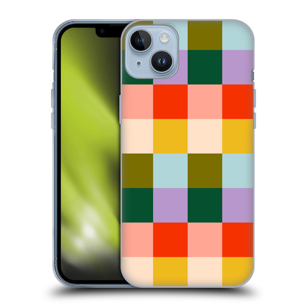 Gabriela Thomeu Retro Checkered Rainbow Vibe Soft Gel Case for Apple iPhone 14 Plus