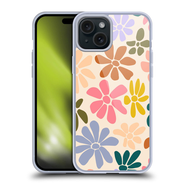 Gabriela Thomeu Retro Rainbow Color Floral Soft Gel Case for Apple iPhone 15 Plus