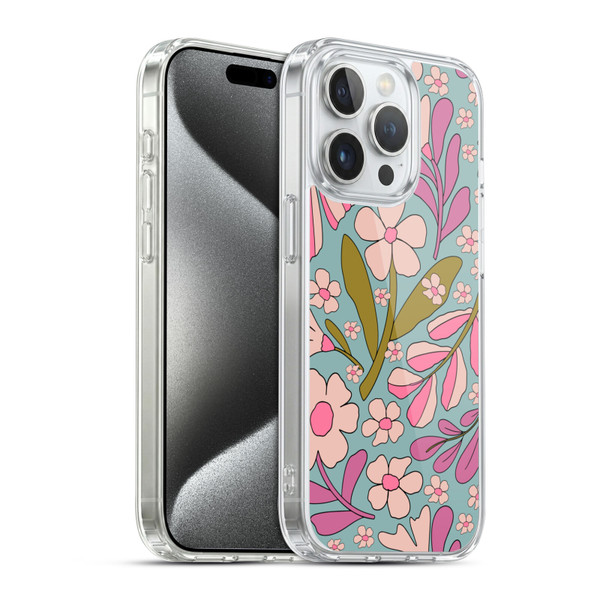 Gabriela Thomeu Retro Groovy 70s Blue Soft Gel Case for Apple iPhone 15 Pro & MagSafe
